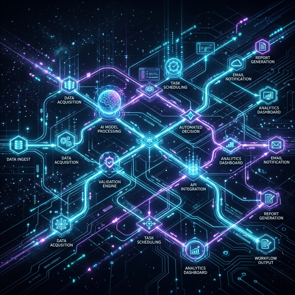 Complex automation workflow nodes